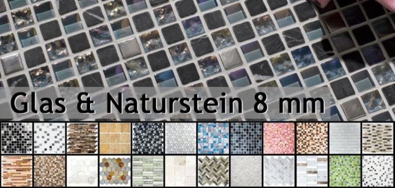 Mosaico di vetro in pietra naturale 8 mm