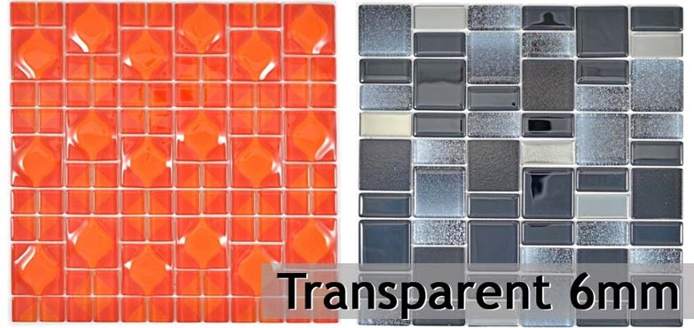 Mosaico di vetro trasparente 6 mm