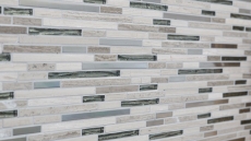 Piastrella di mosaico traslucida acciaio inox bianco legno composito mosaico di vetro Pietra di cristallo acciaio legno bianco MOS86-SV85_f