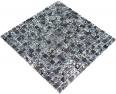 Piastrella di mosaico per cucina traslucida nera mosaico di vetro cristallo pietra nero MOS92-1028_f