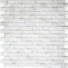 Piastrella di mosaico per cucina Bianco traslucido Brick Mosaico di vetro Pietra di cristallo bianco MOS87-0111_f