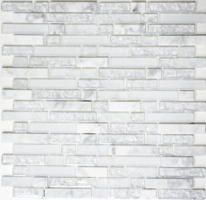 Piastrella di mosaico per cucina bianco traslucido Mosaico di vetro composito Crystal stone bianco MOS87-V1311_f