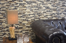 Mosaico di piastrelle per cucina traslucido beige scuro Mosaico di vetro composito Crystal stone emperador dark MOS87-V1355_f