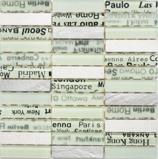 Piastrella di mosaico per cucina traslucida bianca Mosaico rettangolare in vetro Crystal stone bianco MOS87-19_f