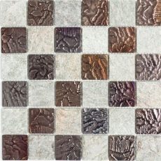 Piastrelle a mosaico per cucina Mosaico di vetro grigio traslucido Cristallo di pietra design quarzite grigio MOS88-CR73_f