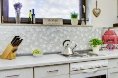 Piastrelle di mosaico per cucina esagono bianco mosaico di vetro pietra 3D MOS11D-HXN11_f