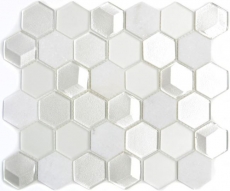 Piastrelle di mosaico per cucina esagono bianco mosaico di vetro pietra 3D MOS11D-HXN11_f