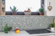 Piastrella di mosaico per cucina grigio traslucido combinazione di vetro mosaico Crystal stone chiaro grigio opaco MOS88-MC669_f