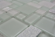 Piastrella di mosaico per cucina grigio traslucido combinazione di vetro mosaico Crystal stone chiaro grigio opaco MOS88-MC669_f