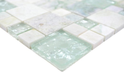 Piastrella di mosaico Mosaico di vetro traslucido oro verde chiaro combinato Pietra di cristallo Onice oro MOS88-MC639_f