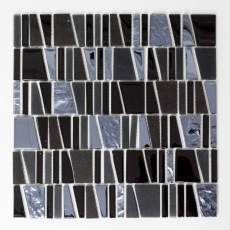 Mosaico di piastrelle per cucina traslucido nero scala di vetro mosaico Crystal stone EP nero MOS87-0107_f