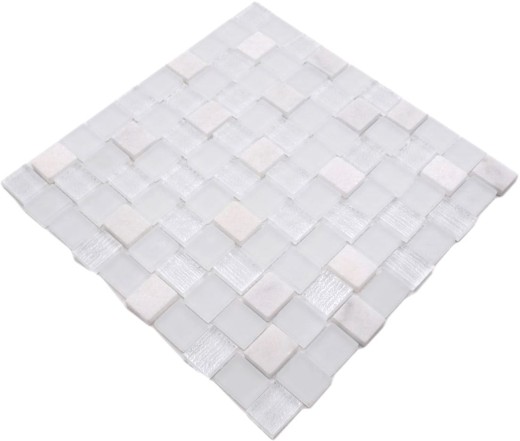 Piastrella di mosaico bianco traslucido rettangolo mosaico di vetro Crystal stone bianco MOS82-0111_f
