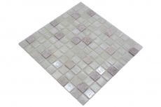 Piastrelle di mosaico per la cucina, mosaico di vetro bianco, pietra Crema MOS94-2503_f