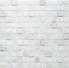 Piastrelle di mosaico per la cucina, mosaico di vetro bianco, pietra Crema MOS94-2503_f