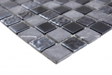 Piastrelle di mosaico per cucina grigio nero mosaico di vetro pietra MOS62-0302-GN_f