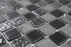 Piastrelle di mosaico per cucina grigio nero mosaico di vetro pietra MOS62-0302-GN_f