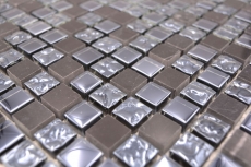 Piastrella di mosaico per cucina Rivestimento traslucido grigio nero Mosaico di vetro Pietra di cristallo grigio nero MOS92-0302_f