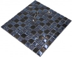 Piastrella di mosaico Traslucido grigio nero Mosaico di vetro Pietra di cristallo grigio nero MOS82-0208_f