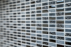 Piastrella a mosaico per cucina Mosaico di vetro traslucido grigio aste Crystal stone grigio nero opaco MOS87-1403_f