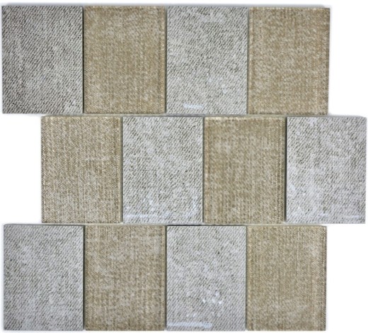 Piastrella di mosaico traslucida in ceramica beige rettangolo mosaico di vetro Cristallo di ceramica beige MOS88J-1202_f