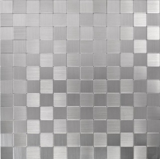 Piastrelle a mosaico per cucina autoadesive in alluminio argento metallo MOS200-22M25_f