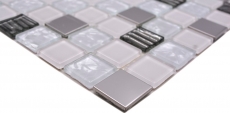 Piastrelle di mosaico per cucina autoadesive acciaio inox vetro bianco mosaico acciaio vetro bianco MOS200-4CM24_f