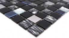 Piastrelle di mosaico per cucina autoadesive acciaio inox vetro nero mosaico acciaio vetro nero MOS200-4CM26_f