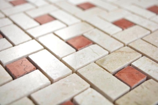 Mosaico di marmo pietra rosa cremarfil lucido Mosaico di marmo pietra rosa cremarfil lucido MOS88-B17_f