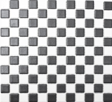 Piastrella di mosaico in ceramica SLIP-SIDE scacchiera nero bianco opaco MOS18-0305-R10_f