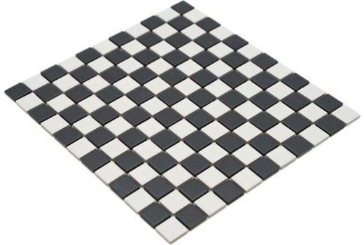 Piastrella di mosaico in ceramica SLIP-SIDE scacchiera nero bianco opaco MOS18-0305-R10_f