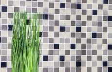 Piastrella a mosaico in ceramica beige chiaro grigio non smaltato per cucina MOS18-0205_f