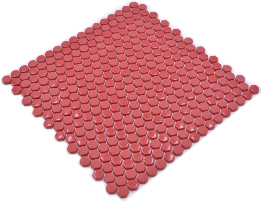 Mosaico di vetro esagono rosso esagonale mosaico lucido opaco tessere di mosaico muro piastrelle backsplash cucina bagno MOS140-0901_f
