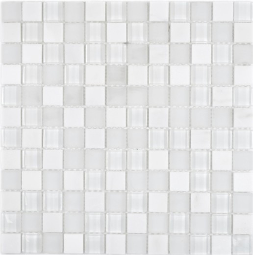 Quadrato cristallo / pietra mix super bianco mosaico piastrelle parete backsplash cucina bagno MOS72-0001_f