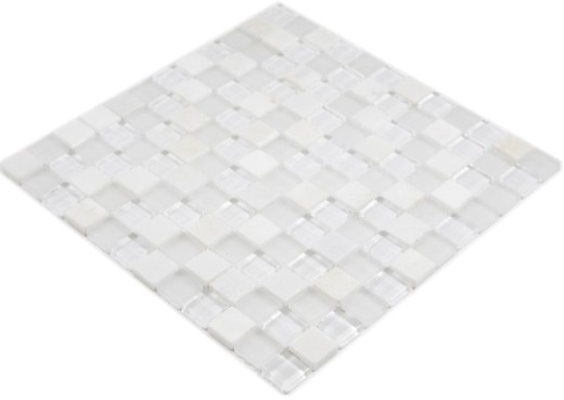 Quadrato cristallo / pietra mix super bianco mosaico piastrelle parete backsplash cucina bagno MOS72-0001_f