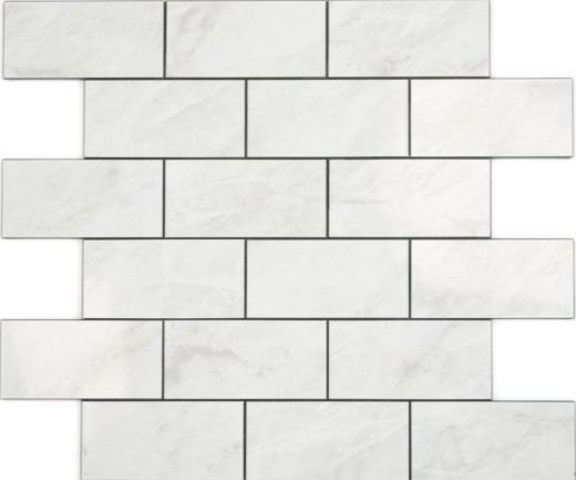Rettangolo AC effetto pietra Carrara look Subway Level glossy mosaic tile Wall Tile backsplash Kitchen Bathroom MOS200-CLG_f