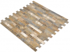 Composito vinilico effetto pietra multi ardesia/oro mosaico piastrelle parete backsplash cucina bagno MOS200-MSG_f