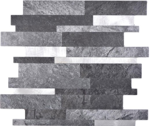 Composito vinilico effetto pietra Nero Qaurtz/Argento mosaico piastrelle parete backsplash cucina bagno MOS200-32BS_f