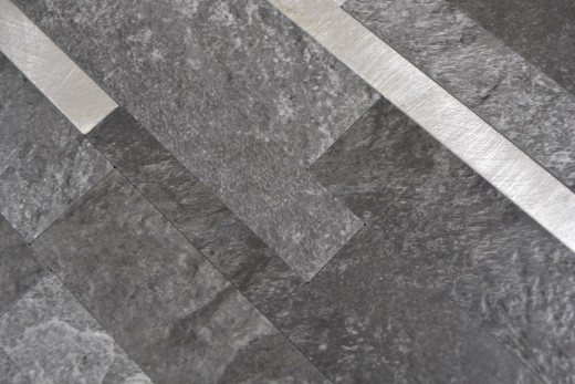 Composito vinilico effetto pietra Nero Qaurtz/Argento mosaico piastrelle parete backsplash cucina bagno MOS200-32BS_f