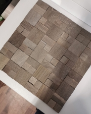 Pannello di legno a mosaico rivestimento noce marrone 3D autoadesivo parete cucina piastrelle backsplash MOS170-22G_f