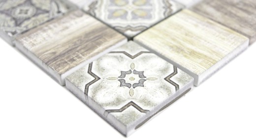 Mosaico di vetro mix crema marrone piastrelle mosaico muro backsplash cucina effetto legno bagno MOS160-w100_f