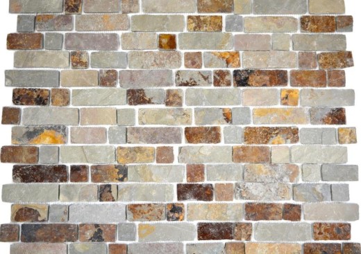 Piastrella di ardesia a mosaico pietra naturale mattone marrone ruggine backsplash piastrelle mosaico tappetino pannello mosaico splashback - MOS34-1204