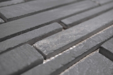 Piastrella di ardesia a mosaico in pietra naturale mattone antracite nero Tappetino per alzatina a parete - MOS34-0206