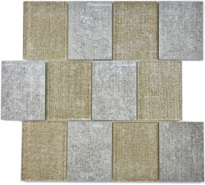 Piastrella di mosaico in ceramica misto vetro rettangolo aspetto tessile grigio marrone screziato backsplash - MOS88J-1202