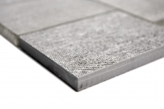 Piastrella di mosaico in ceramica misto vetro rettangolo aspetto tessile grigio marrone screziato backsplash - MOS88J-1202
