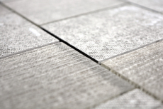 Piastrella di mosaico in ceramica misto vetro rettangolo aspetto tessile grigio marrone screziato backsplash - MOS88J-1202