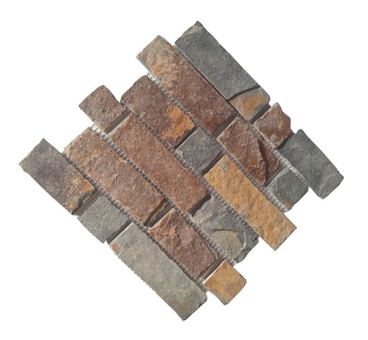 Piastrella di mosaico dipinta a mano ardesia pietra naturale mattone marrone ruggine MOS34-1204_m
