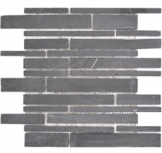 Piastrella di mosaico dipinta a mano ardesia pietra naturale Mattone ardesia antracite MOS34-0206_m