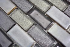 Piastrella di mosaico dipinta a mano Ceramica traslucida grigio Brick Mosaico di vetro Cristallo di ceramica grigio antico MOS83IC-0229_m