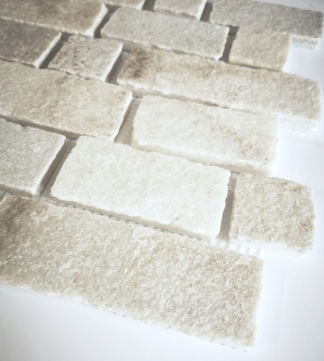 Piastrella a mosaico ardesia pietra naturale mattone bianco MOS34-0102_f