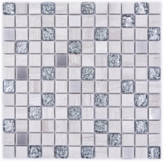 Mano modello quadrato cristallo / pietra / acciaio mix legno bianco mosaico piastrelle muro backsplash cucina bagno MOS82-0108_m